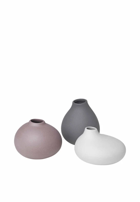 NONA Set med 3 Vaser Pewter, Micro Chip, Bark