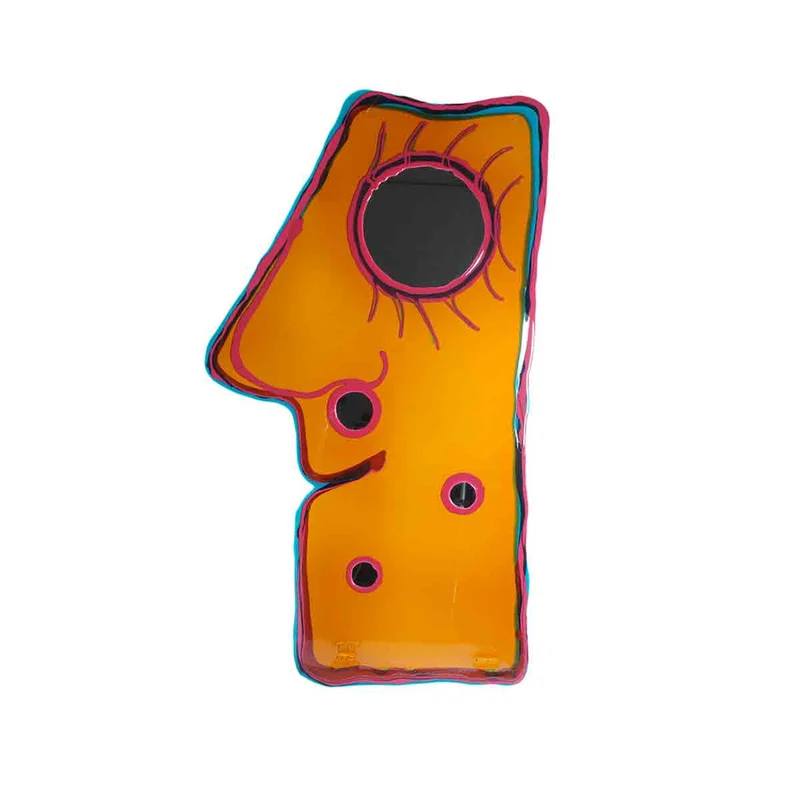 Resin Mirror LOOK AT ME Clear Amber, Matt Fuchsia, Emerald Green by Gaetano Pesce for Fish Design