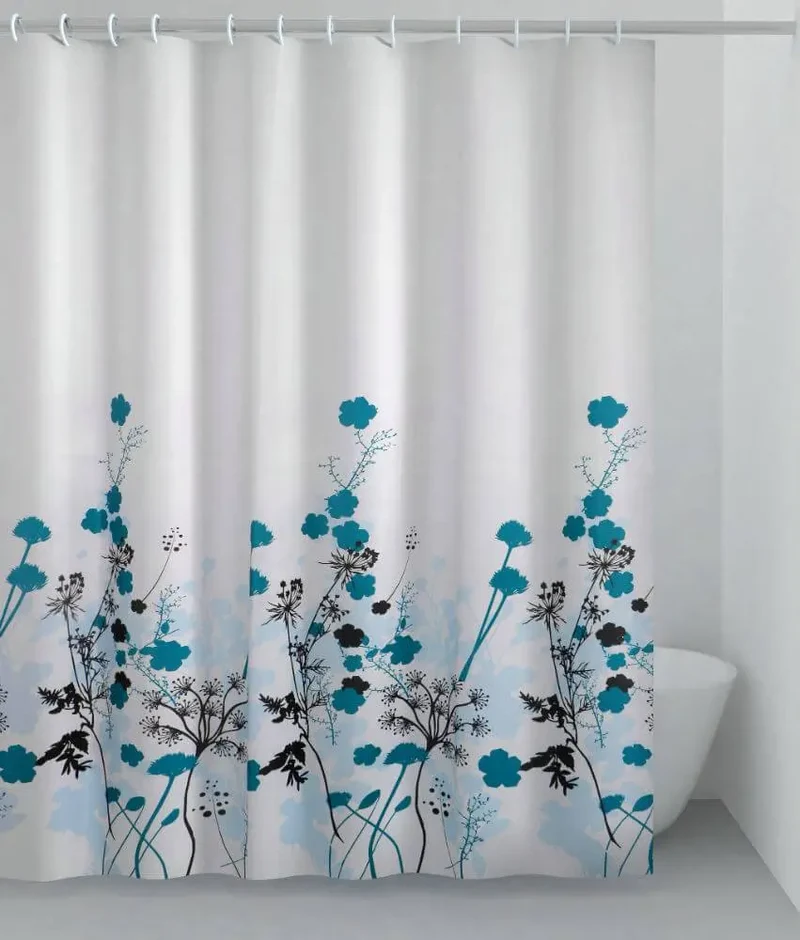 Badeforhæng blå blomst