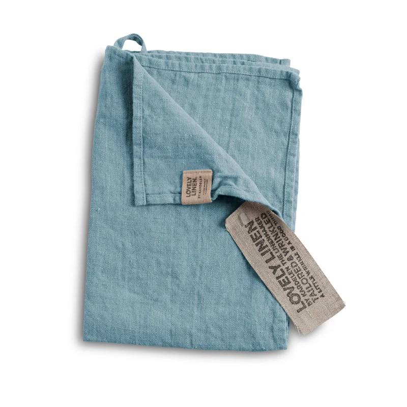 Linnehandduk dusty blue
