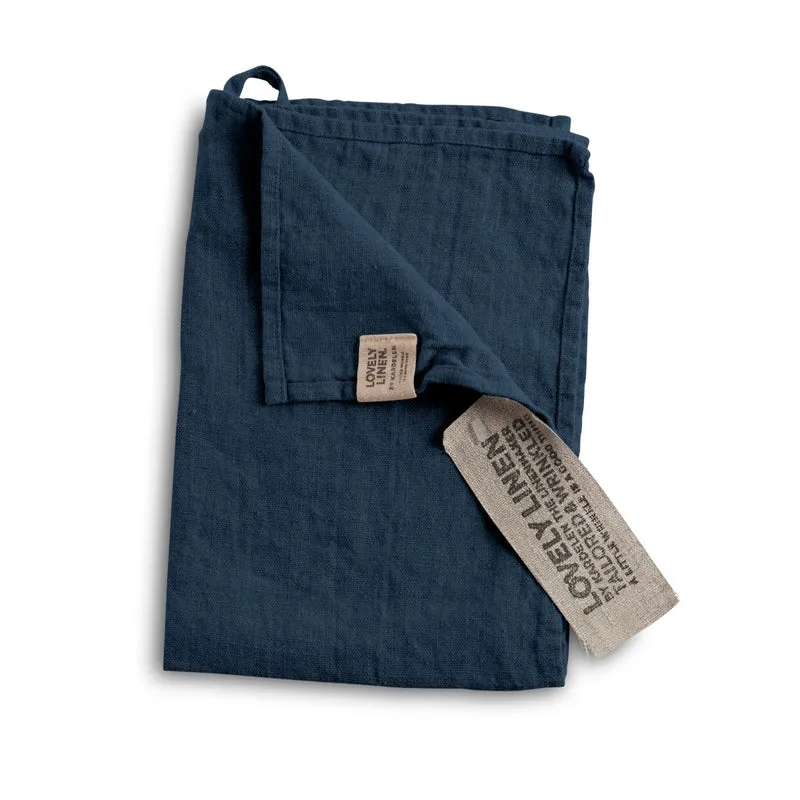 Linnehandduk Lovely Midnight Blue