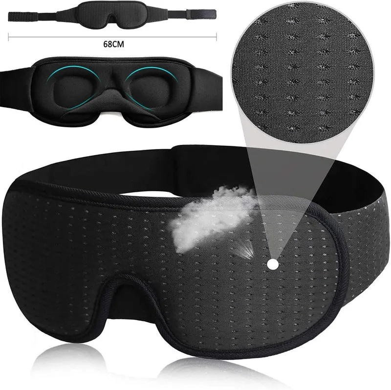 Ventilerad 3D Sovmask – Andningsbar Ögonmask med Ögonkammare