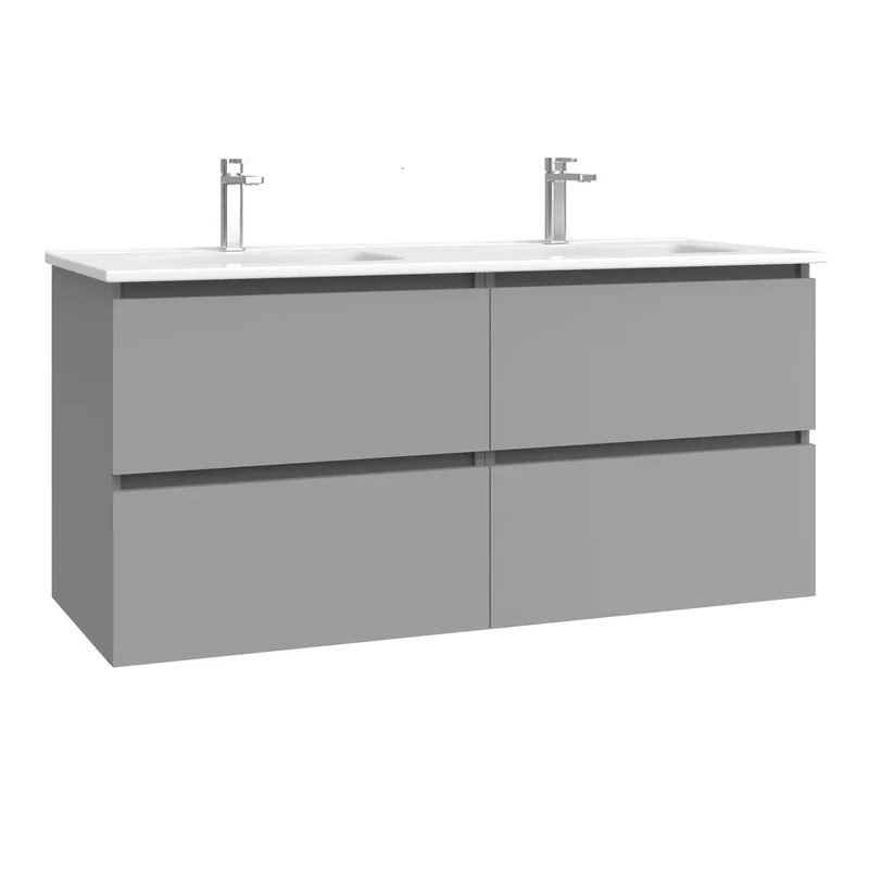 Kommod & Tvättställ 120 cm Tenfors Viken Grå Matt 4 lådor